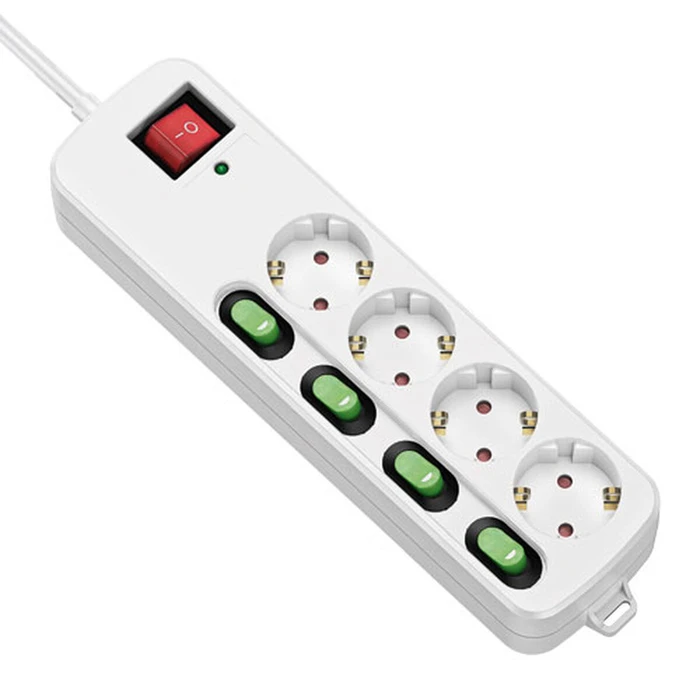 TM Electron Πολύπριζο με 4 Πρίζες χωρίς διακόπτη TMUAD554 Λευκό 3680 W 1,5 m