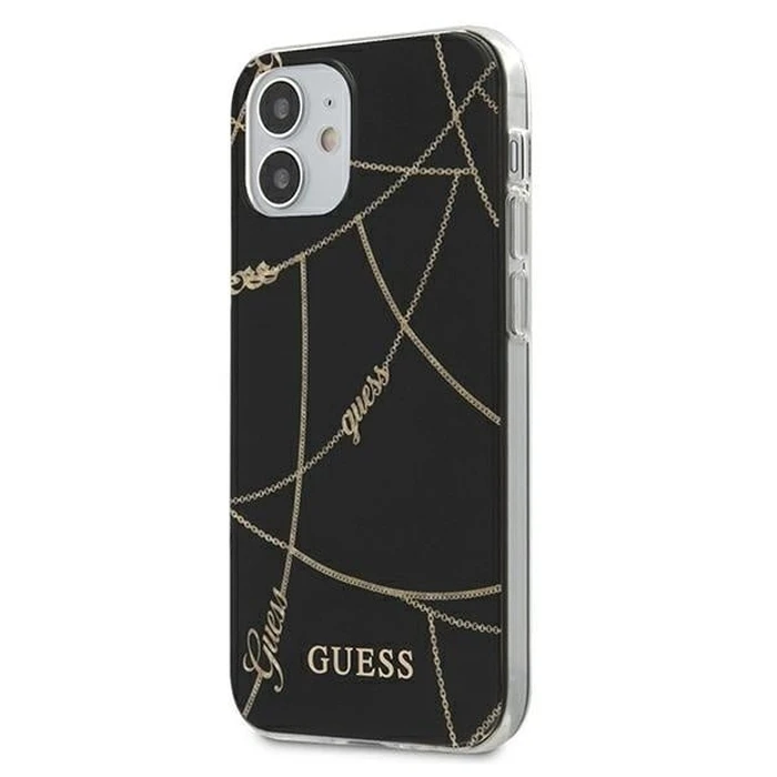 Guess GUHCP12SPCUCHBK Apple iPhone 12 mini black hardcase Gold Chain Collection