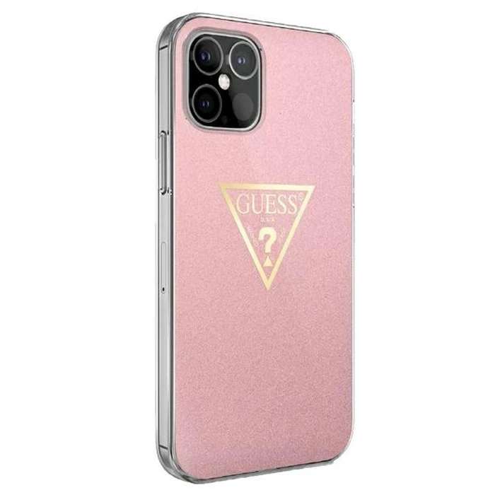 Guess GUHCP12SPCUMPTPI Apple iPhone 12 mini pink hardcase Metallic Collection