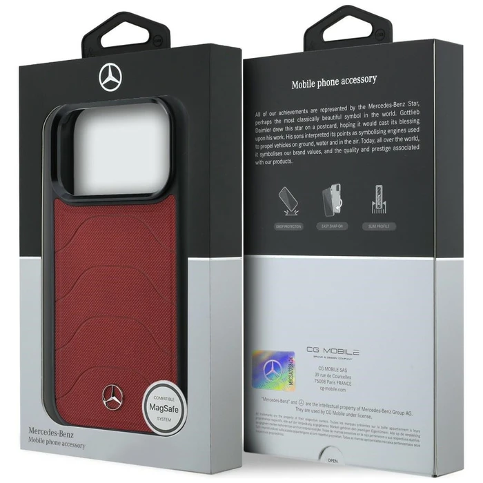 Mercedes Leather Mesh with Bow Line MagSafe Apple iPhone 17 Pro Max red