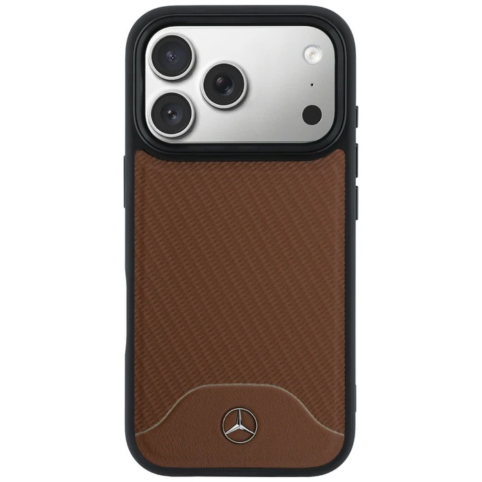 Mercedes Leather Wood Effect and Curve MagSafe Apple iPhone 17 Pro Max camel