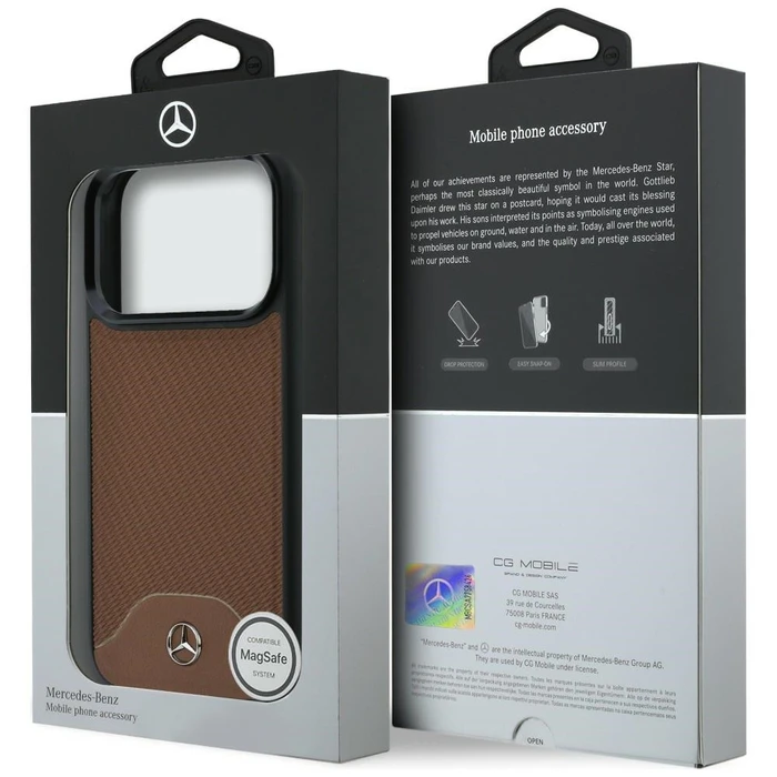 Mercedes Leather Wood Effect and Curve MagSafe Apple iPhone 17 Pro Max camel