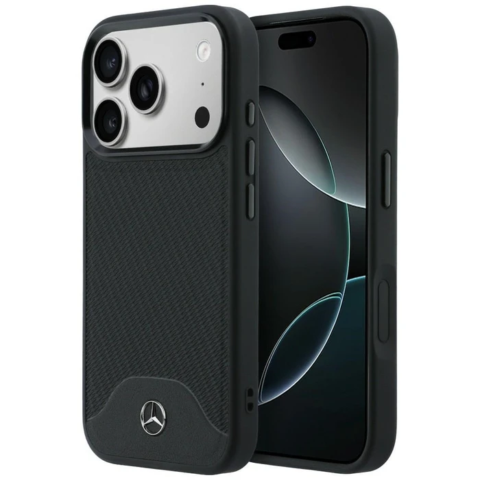 Mercedes Leather Wood Effect and Curve MagSafe Apple iPhone 17 Pro Max black