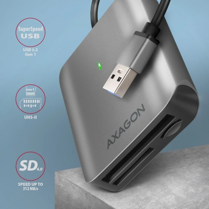Card Reader Axagon Cre-S3 External Usb-A 3.2 Gen 1, 3-Slot & Lun Sd/Microsd/Cf, Uhs-Ii
