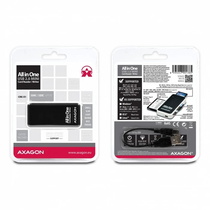 Card Reader Axagon Cre-X1 External Mini 5-Slot