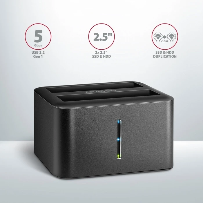 Docking Station Axagon Adsa-D25, Usb 3. 2 Gen 1 2xsata 6g 2.5in