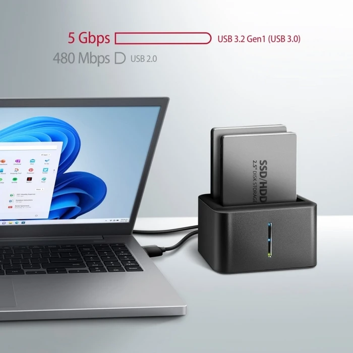 Docking Station Axagon Adsa-D25, Usb 3. 2 Gen 1 2xsata 6g 2.5in