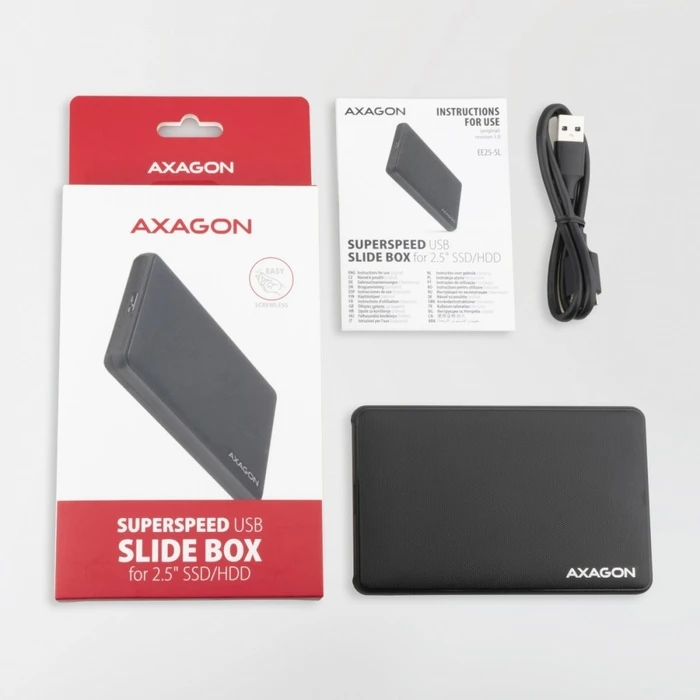 Θήκη Σκληρού Δίσκου Axagon Ee25-Sl External Housing, Plastic, Screwless, 3.2 Gen1 Sata 6g 2.5, Black