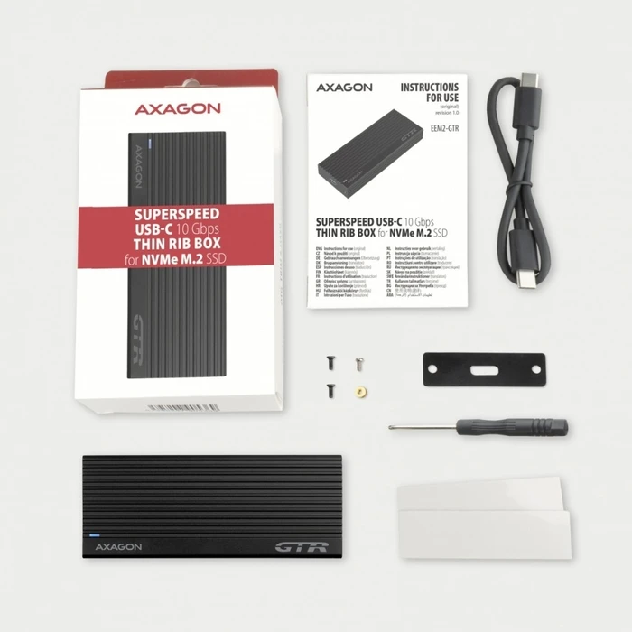 Θήκη Σκληρού Δίσκου Axagon Thin Rib 42-80mm Box Usb-C 3.2 Gen2 - M.2 Nvme Ssd