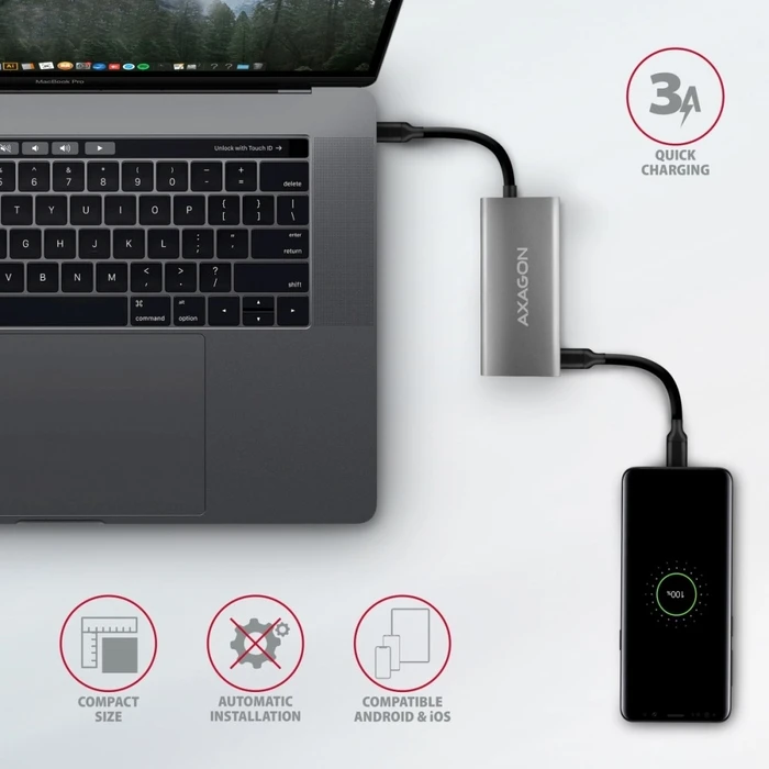 USB Hub Axagon Hmc-4g2 2x Usb-A + 2x Usb-C, Usb-C 3.2 Gen 2 10gbps, 13cm Usb-C 