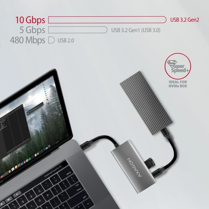 USB Hub Axagon Hmc-4g2 2x Usb-A + 2x Usb-C, Usb-C 3.2 Gen 2 10gbps, 13cm Usb-C 