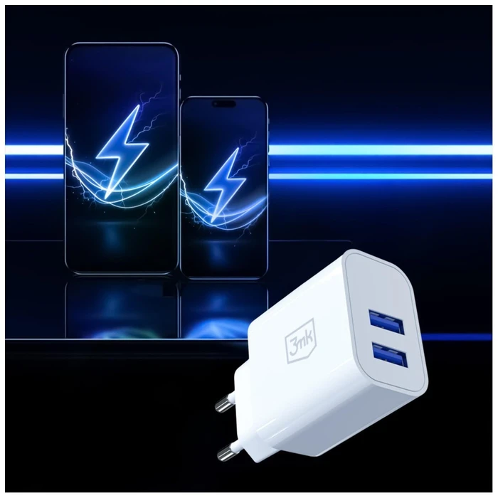 3MK FlowPower Wall Charger 2xUSB-A 10W 2.4A white