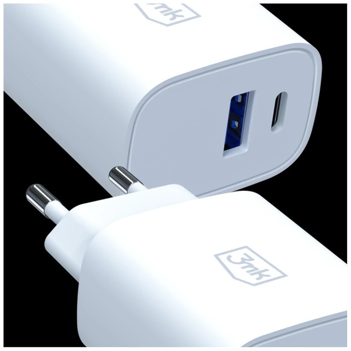 3MK FlowPower USB-A + USB-C 25W PD QC4+ Wall Charger White