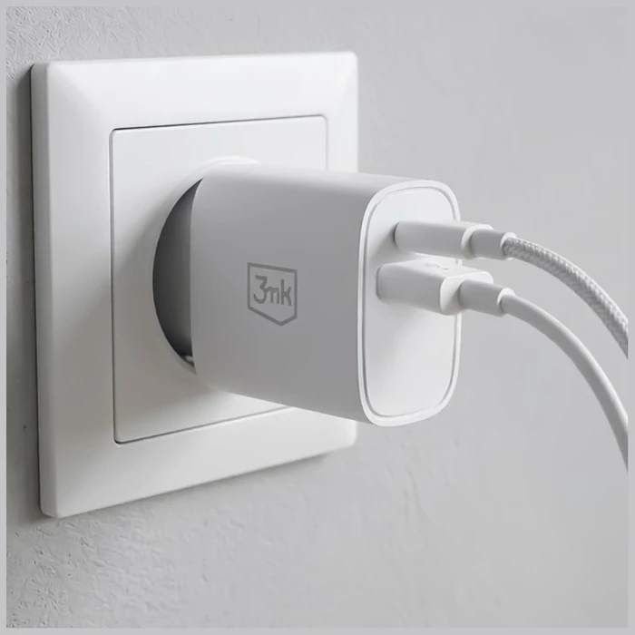 3MK FlowPower USB-A + USB-C 25W PD QC4+ Wall Charger White