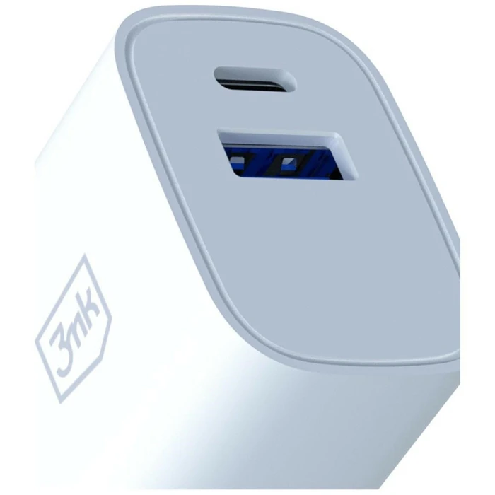 3MK FlowPower USB-A + USB-C 30W PD 3.0 QC4+ Wall Charger White