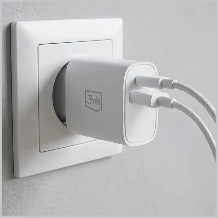 3MK FlowPower USB-A + USB-C 30W PD 3.0 QC4+ Wall Charger White