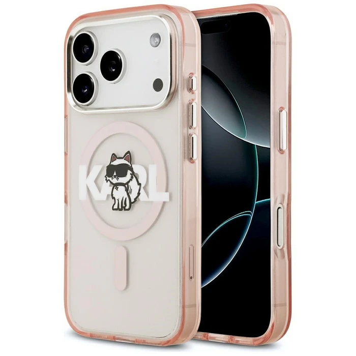 Karl Lagerfeld IML Choupette Sketch Logo MagSafe Apple iPhone 17 Pro pink