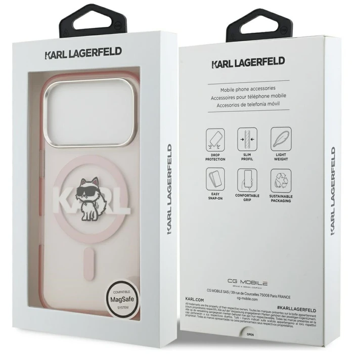 Karl Lagerfeld IML Choupette Sketch Logo MagSafe Apple iPhone 17 Pro pink