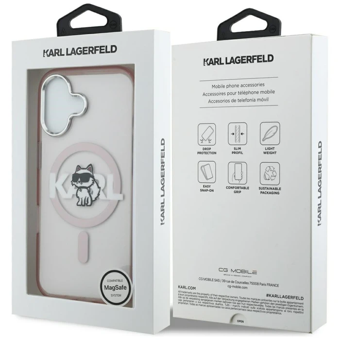Karl Lagerfeld IML Choupette Sketch Logo MagSafe Apple iPhone 17 pink