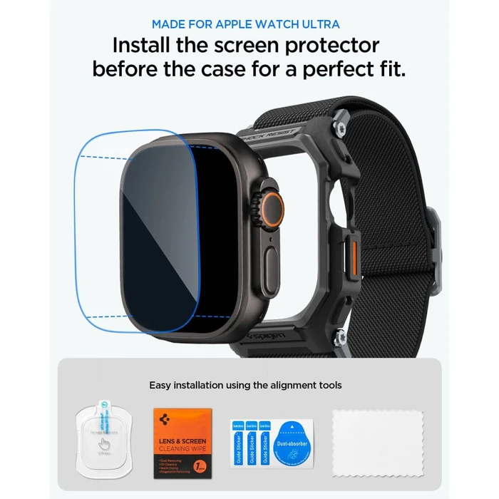 Spigen Lite Fit Pro & Tempered Glass Apple Watch Ultra 1 / 2 / 3 49mm Matte Black