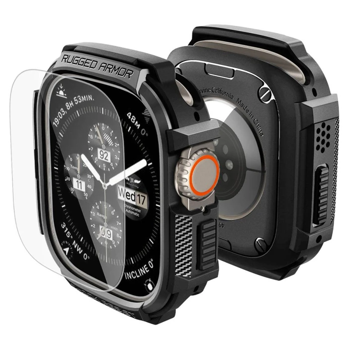 Spigen Rugged Armor & Tempered Glass Apple Watch Ultra 1 / 2 / 3 49mm Matte Black
