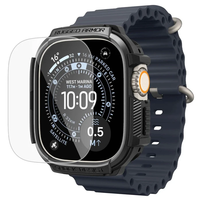 Spigen Rugged Armor & Tempered Glass Apple Watch Ultra 1 / 2 / 3 49mm Matte Black