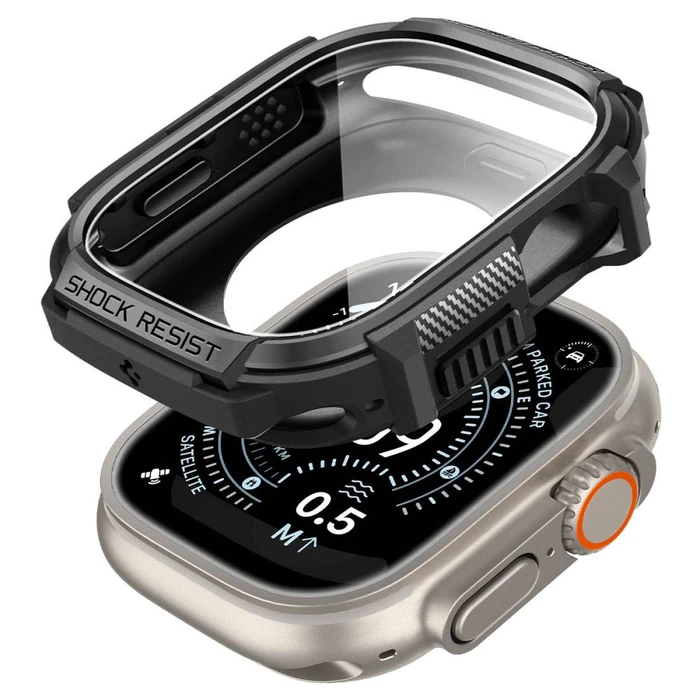 Spigen Rugged Armor & Tempered Glass Apple Watch Ultra 1 / 2 / 3 49mm Matte Black