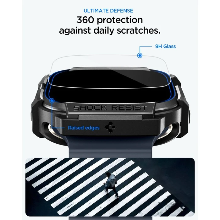 Spigen Rugged Armor & Tempered Glass Apple Watch Ultra 1 / 2 / 3 49mm Matte Black