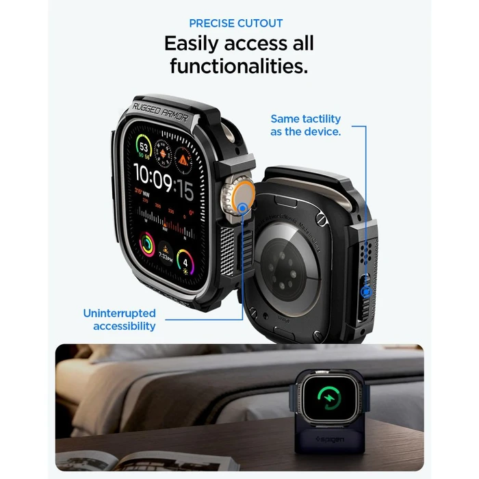 Spigen Rugged Armor & Tempered Glass Apple Watch Ultra 1 / 2 / 3 49mm Matte Black