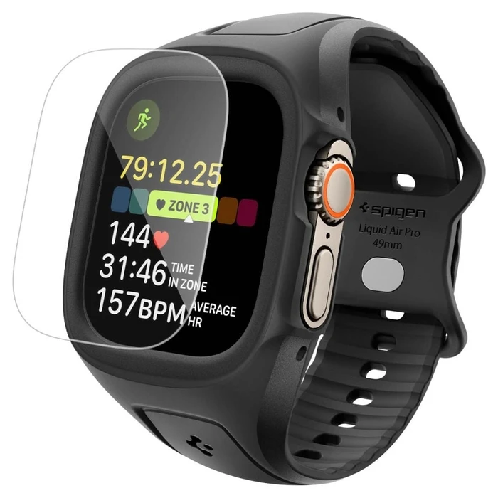 Spigen Liquid Air Pro & Tempered Glass Apple Watch Ultra 1 / 2 / 3 49mm Black