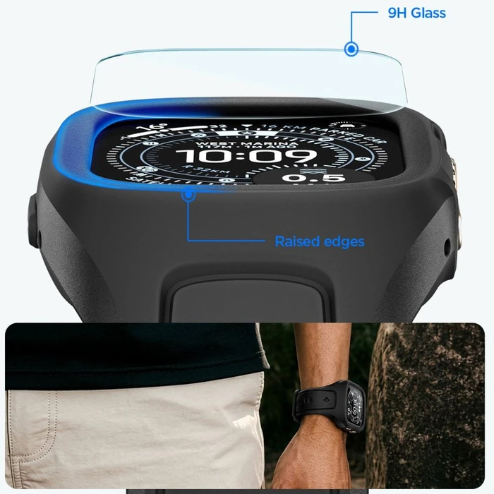 Spigen Liquid Air Pro & Tempered Glass Apple Watch Ultra 1 / 2 / 3 49mm Black