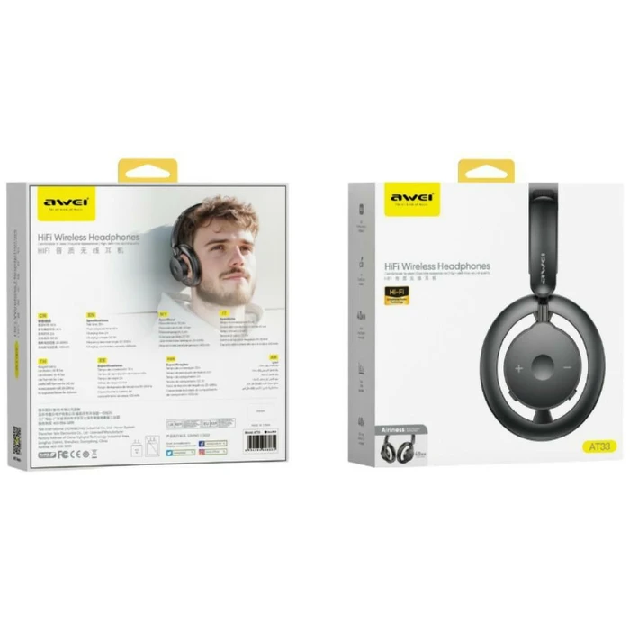 AWEI AT33 Wireless Over-Ear Headphones Black