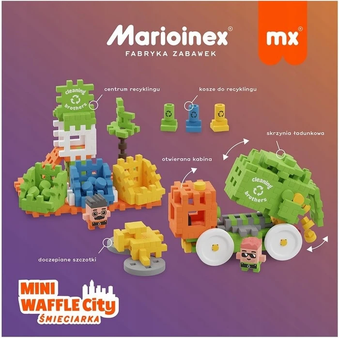 Τουβλάκια Blocks Waffle Mini Marioinex Garbage Truck 14 Pcs
