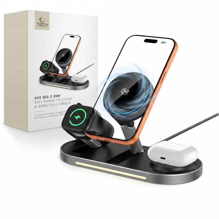 Tech-Protect A51 Arcticboost 3in1 Magnetic MagSafe Wireless Charger 25w Qi2.2 Black