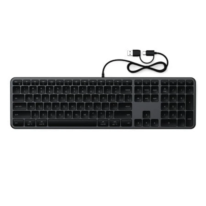 Satechi Slim LX3 Wired USB-A Keyboard with Numeric Layout, USB-C, and Mac/Windows Mode Switch (space black)