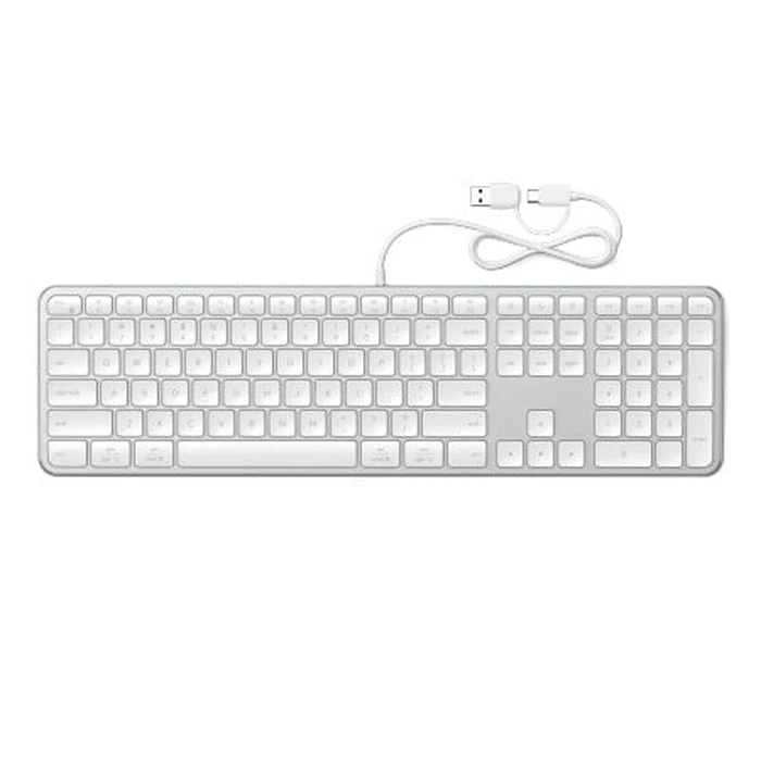 Satechi Slim LX3 Wired USB-A Keyboard with Numeric Layout, USB-C, and Mac/Windows Mode Switch (silver)