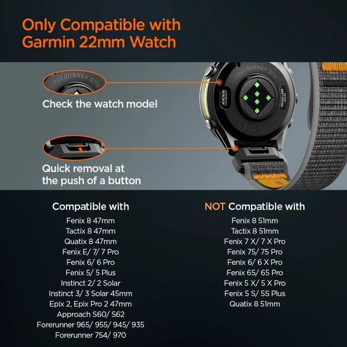 Spigen Athlex Air Garmin QuickFit 22mm Active Black/orange
