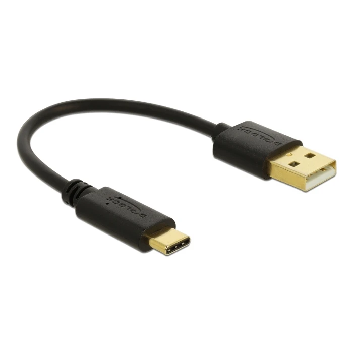 Αντάπτορας USB Delock USB σε Type-C 85354, 3A, 22AWG, 0.15m, μαύρο