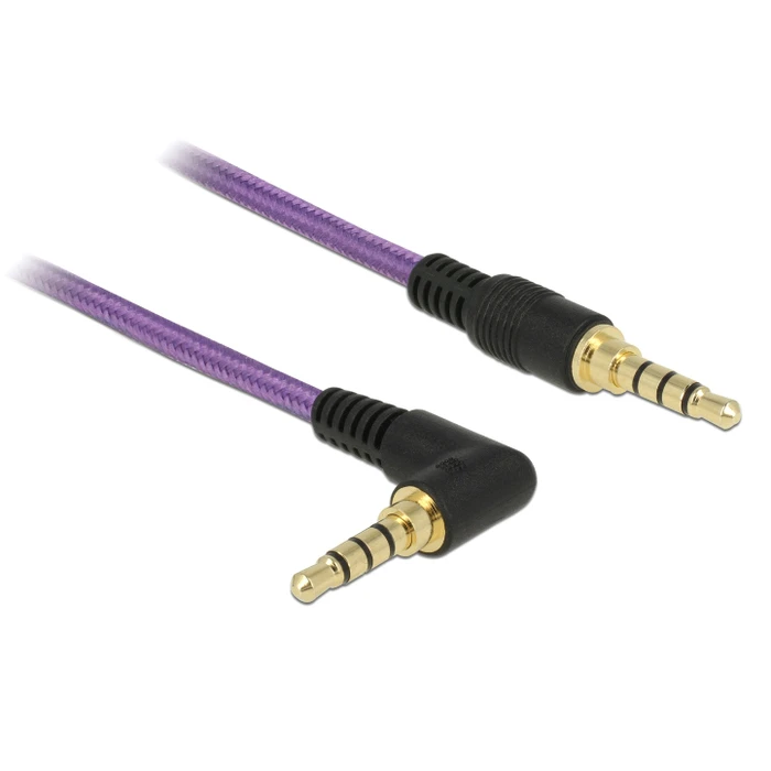 Καλώδιο Ήχου Delock Jack stereo σε Jack stereo 4pin 3.5mm, 90°, μωβ, 1m