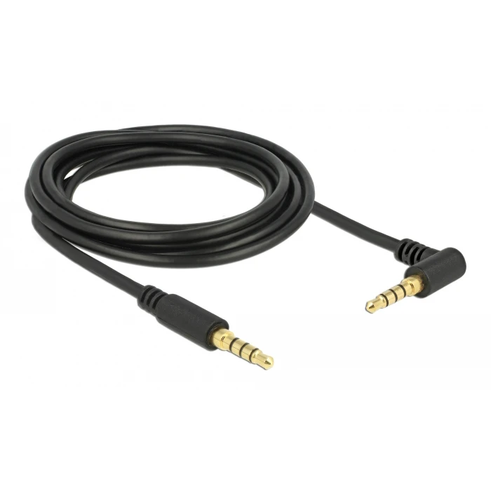 Καλώδιο Ήχου Delock Jack stereo σε Jack stereo 4pin 3.5mm, 90°, μαύρο, 3m