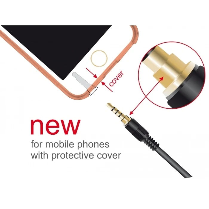 Καλώδιο Ήχου Delock Jack stereo σε Jack stereo 4pin 3.5mm, 90°, μαύρο, 3m