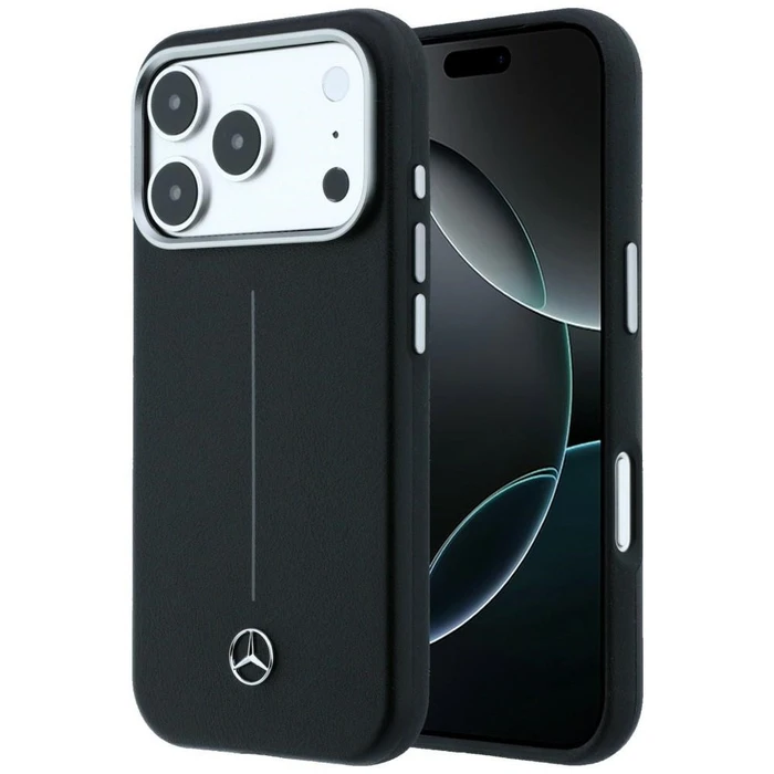 Mercedes Leather Semi Wrap Iconic Line MagSafe Apple iPhone 17 Pro black