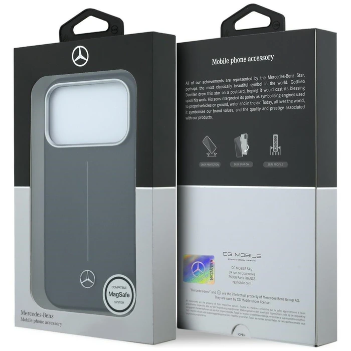 Mercedes Leather Semi Wrap Iconic Line MagSafe Apple iPhone 17 Pro black