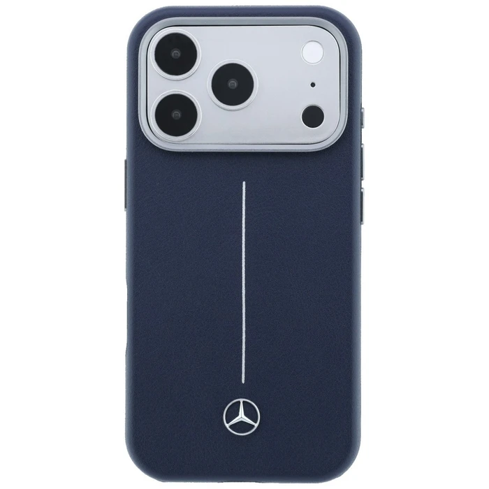 Mercedes Leather Semi Wrap Iconic Line MagSafe Apple iPhone 17 Pro navy blue