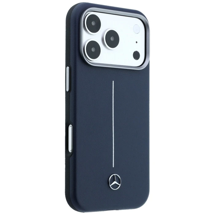 Mercedes Leather Semi Wrap Iconic Line MagSafe Apple iPhone 17 Pro navy blue