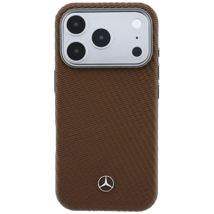 Mercedes Leather Semi Wrap Wood Effect MagSafe Apple iPhone 17 Pro camel