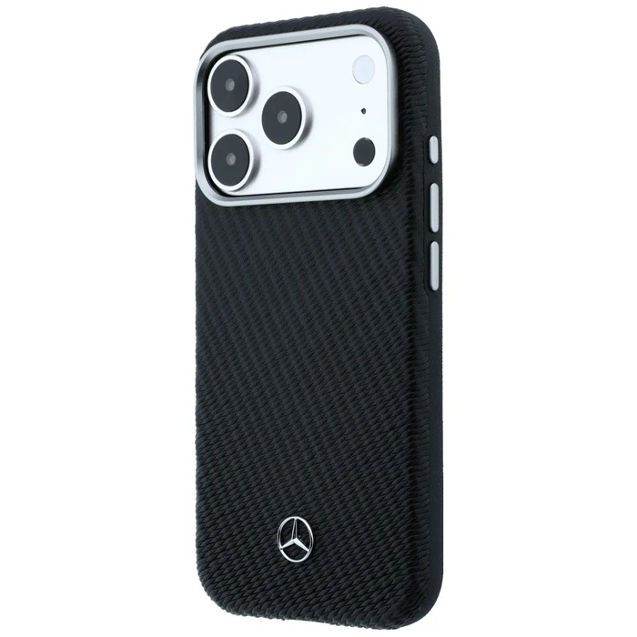Mercedes Leather Semi Wrap Wood Effect MagSafe Apple iPhone 17 Pro black