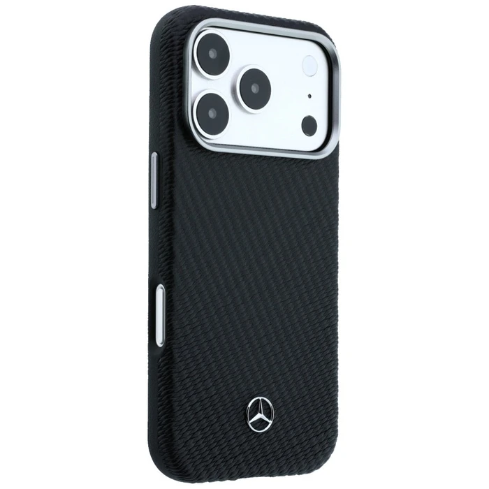 Mercedes Leather Semi Wrap Wood Effect MagSafe Apple iPhone 17 Pro black