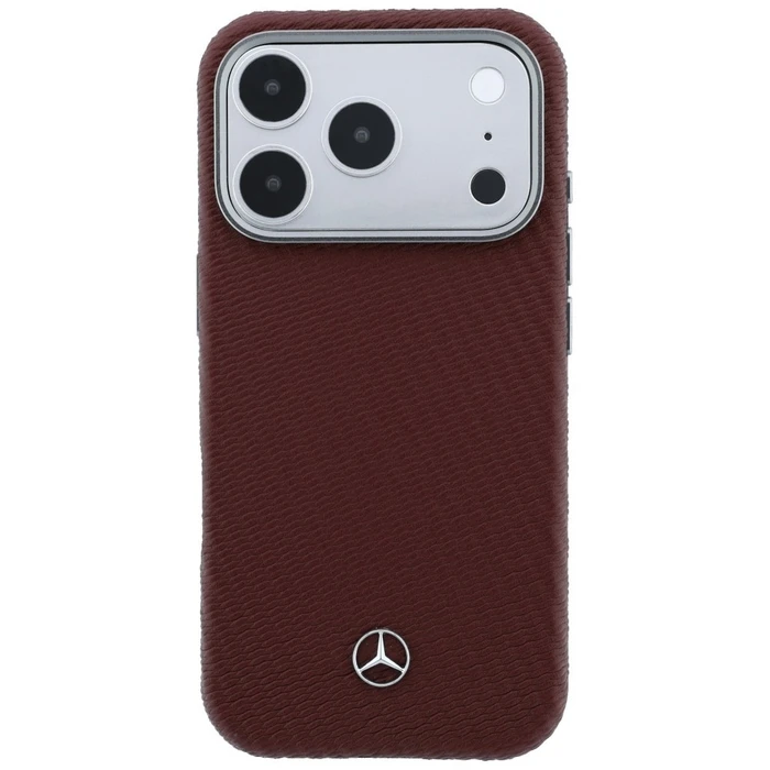 Mercedes Leather Semi Wrap Wood Effect MagSafe Apple iPhone 17 Pro red