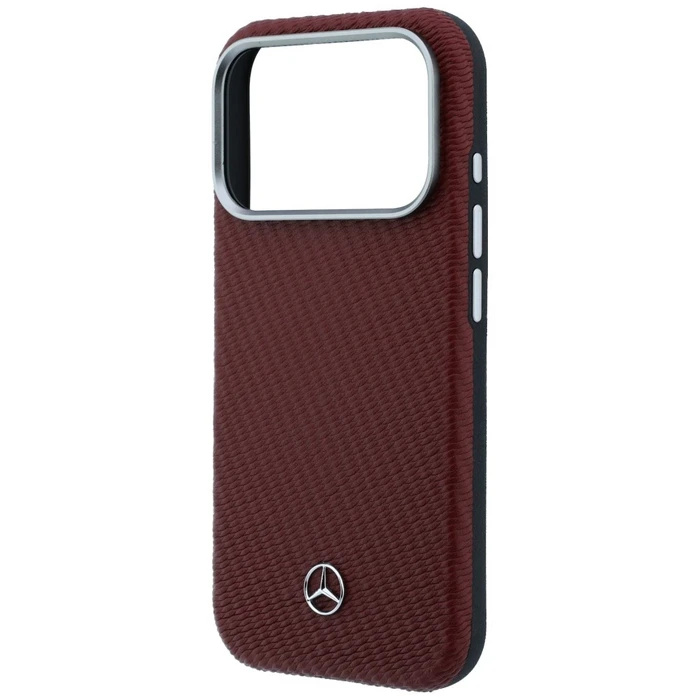 Mercedes Leather Semi Wrap Wood Effect MagSafe Apple iPhone 17 Pro red